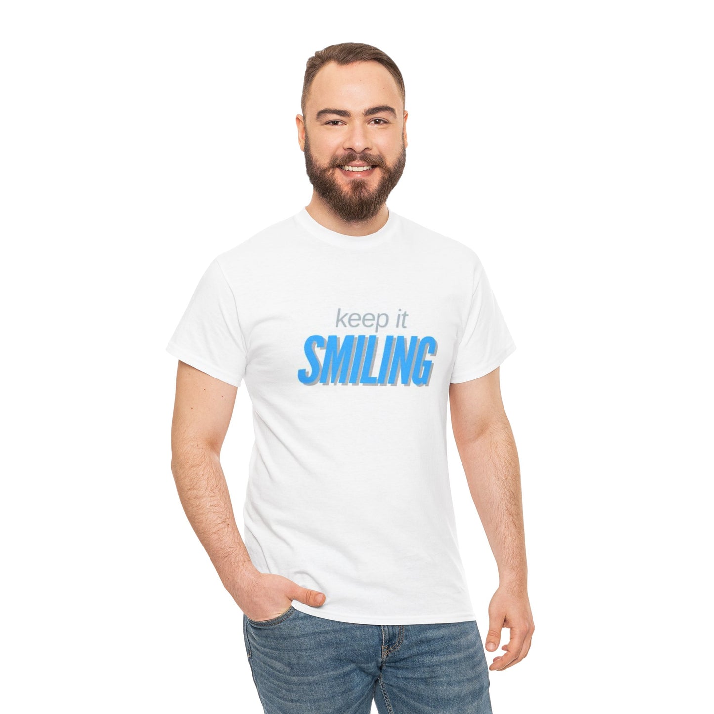 Keep It Smiling Unisex Heavy Cotton Tee - Positive Vibes T-Shirt (LIGHT BLUE)