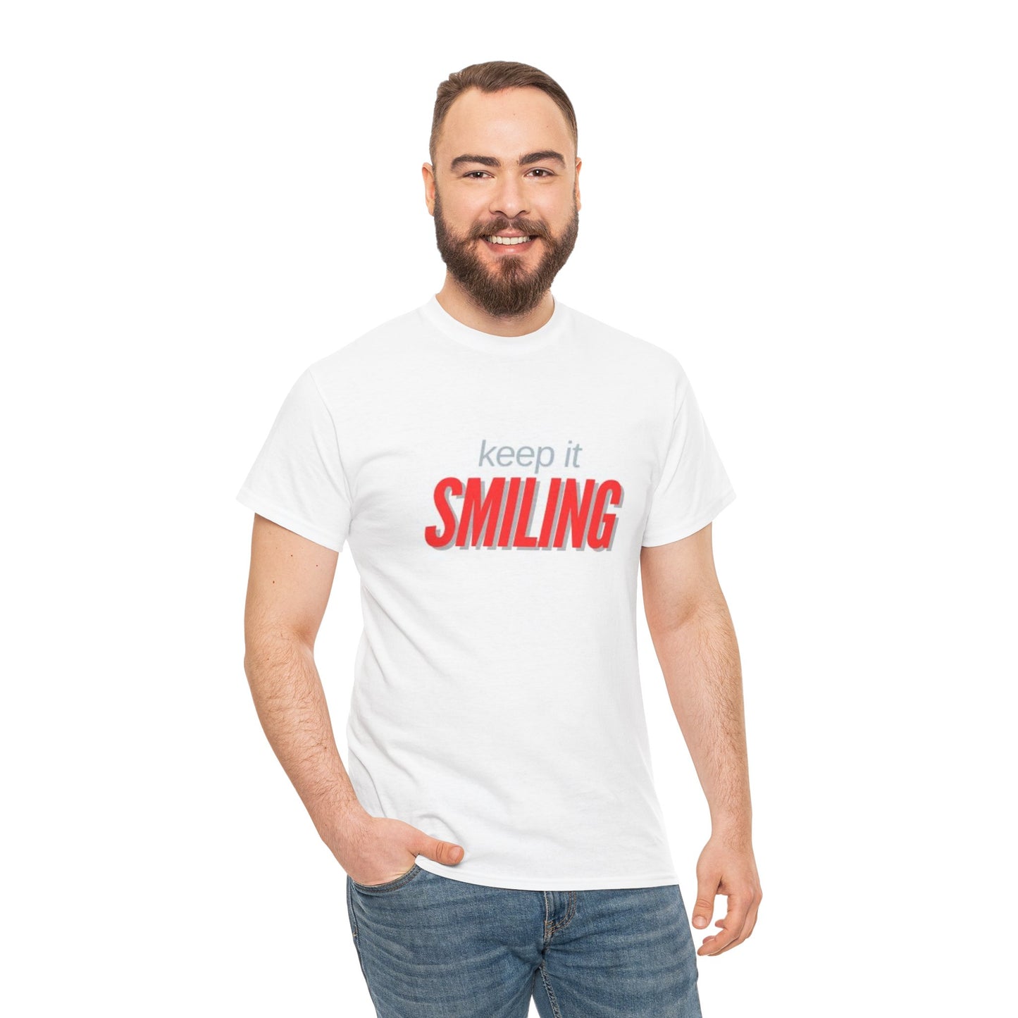 Keep It Smiling Unisex Heavy Cotton Tee - Positive Vibes T-Shirt (RED)