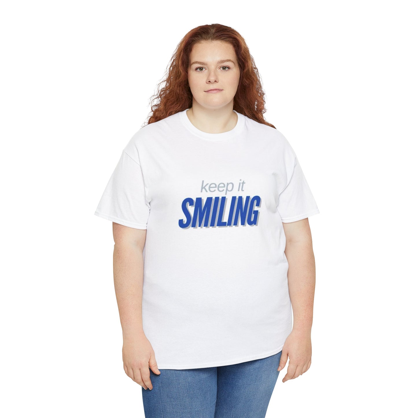 Keep It Smiling Unisex Heavy Cotton Tee - Positive Vibes T-Shirt (COBALT)