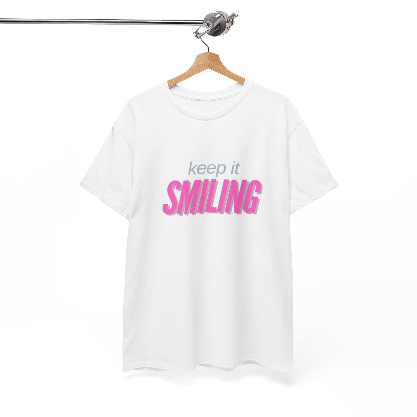 Keep It Smiling Unisex Heavy Cotton Tee - Positive Vibes T-Shirt (PINK)