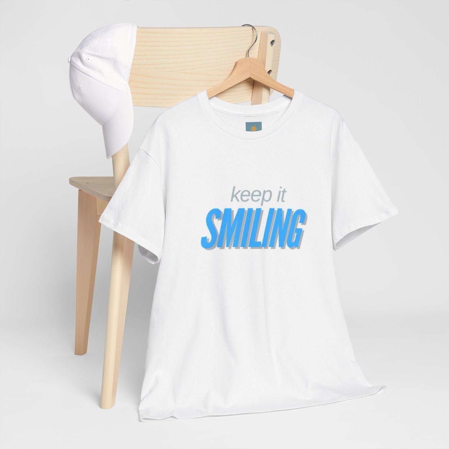 Keep It Smiling Unisex Heavy Cotton Tee - Positive Vibes T-Shirt (LIGHT BLUE)