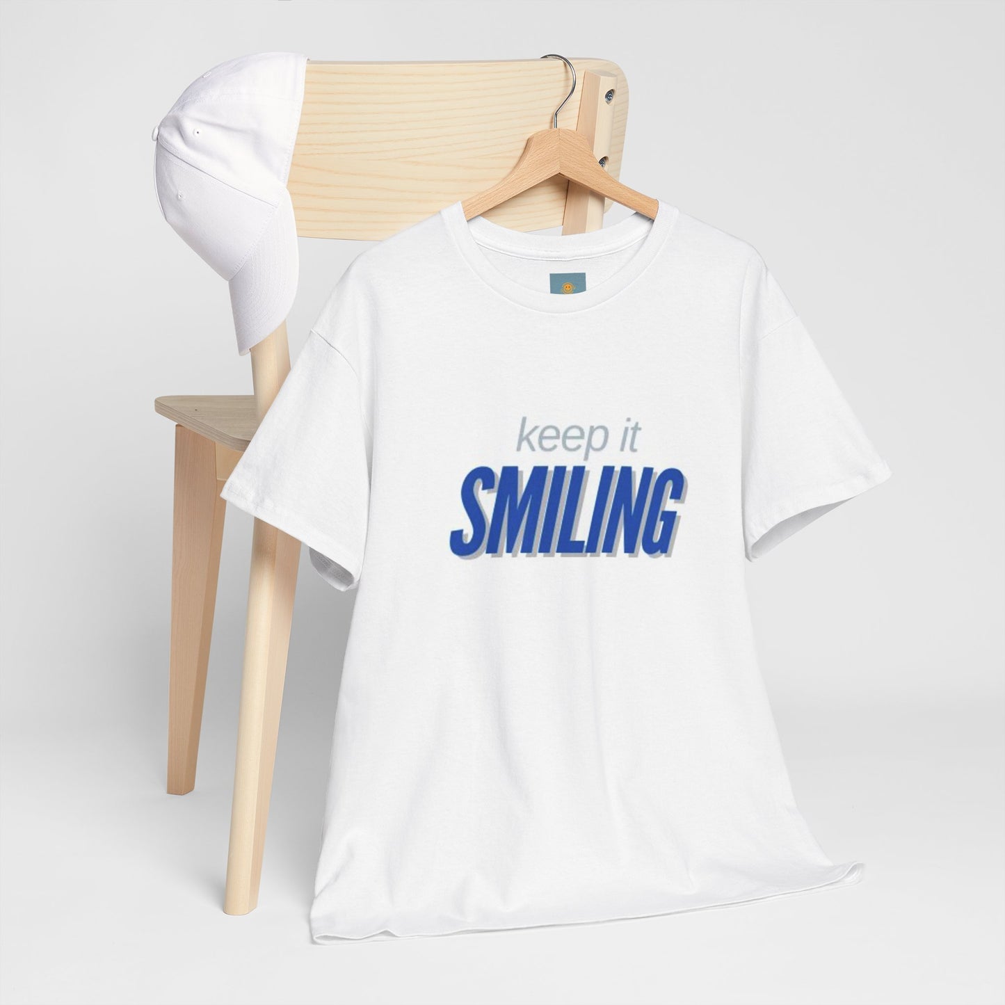 Keep It Smiling Unisex Heavy Cotton Tee - Positive Vibes T-Shirt (COBALT)