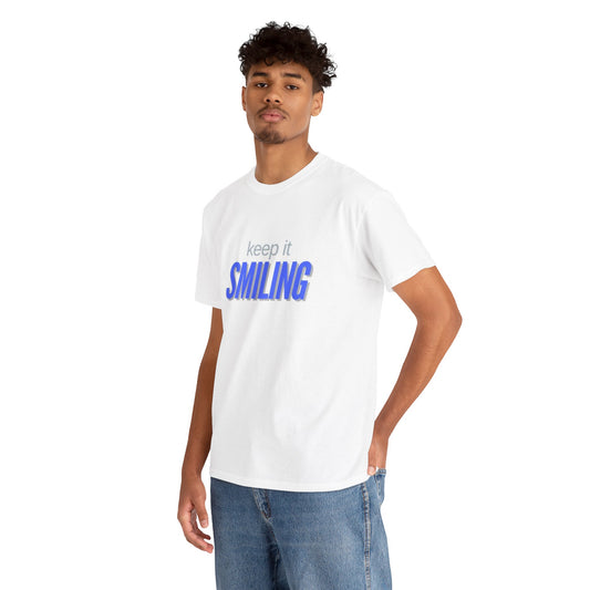 Keep It Smiling Unisex Heavy Cotton Tee - Positive Vibes T-Shirt (ROYAL)