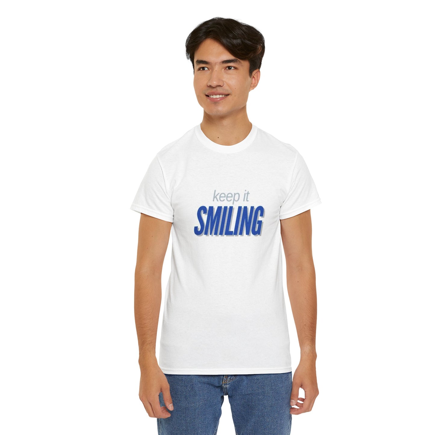 Keep It Smiling Unisex Heavy Cotton Tee - Positive Vibes T-Shirt (COBALT)