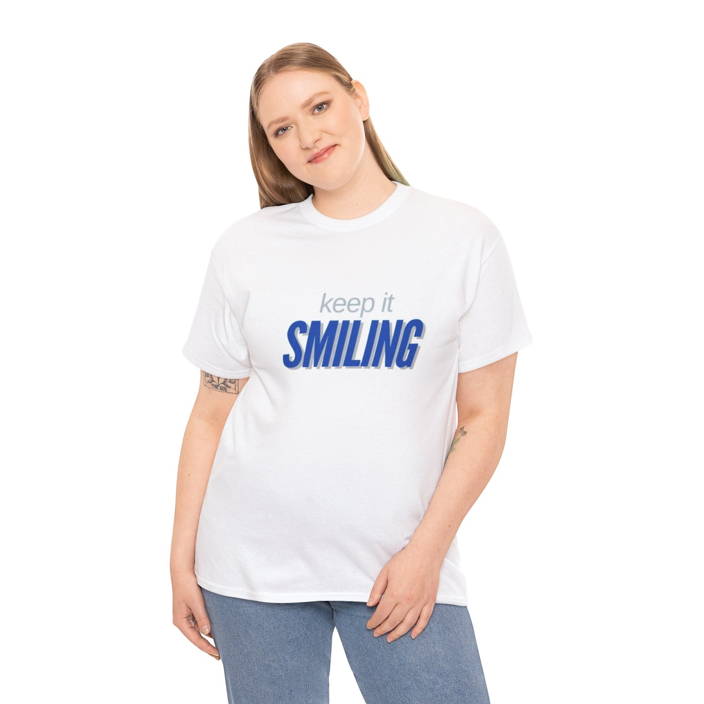 Keep It Smiling Unisex Heavy Cotton Tee - Positive Vibes T-Shirt (COBALT)