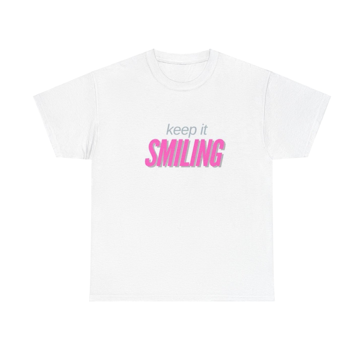 Keep It Smiling Unisex Heavy Cotton Tee - Positive Vibes T-Shirt (PINK)