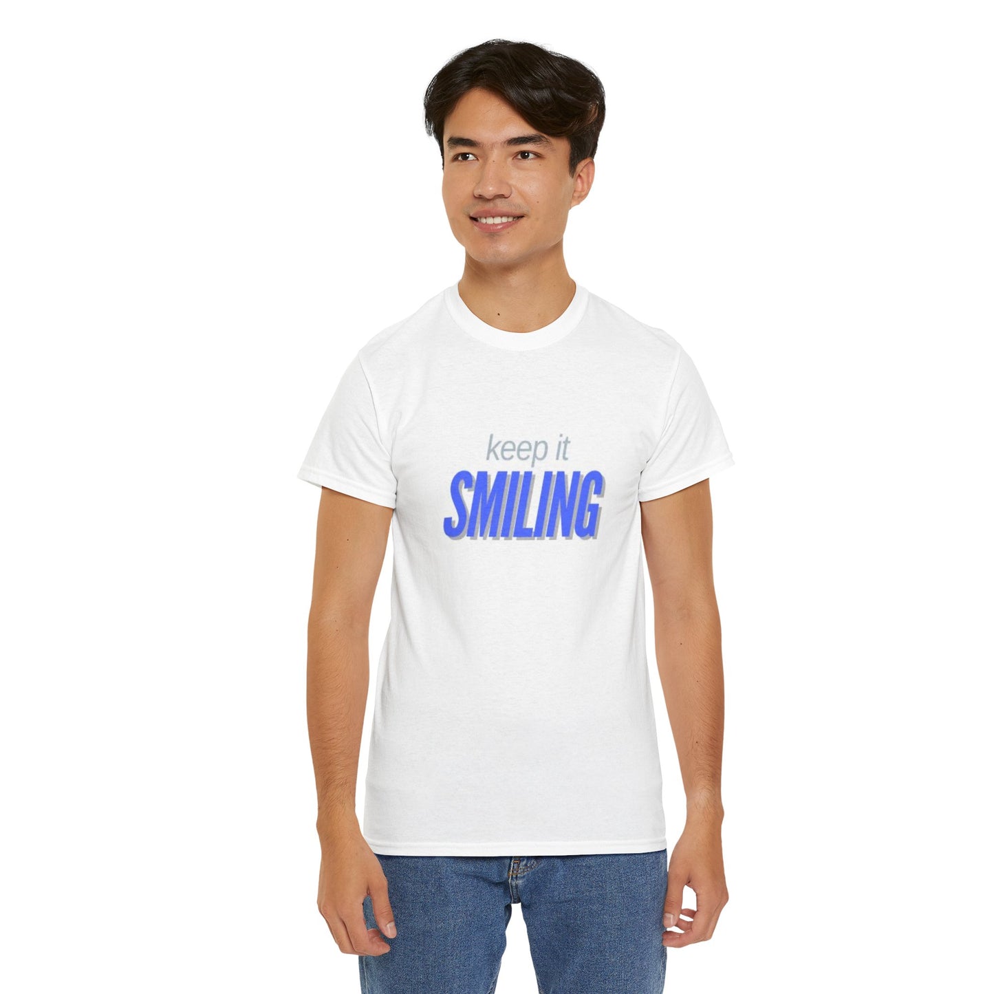 Keep It Smiling Unisex Heavy Cotton Tee - Positive Vibes T-Shirt (ROYAL)