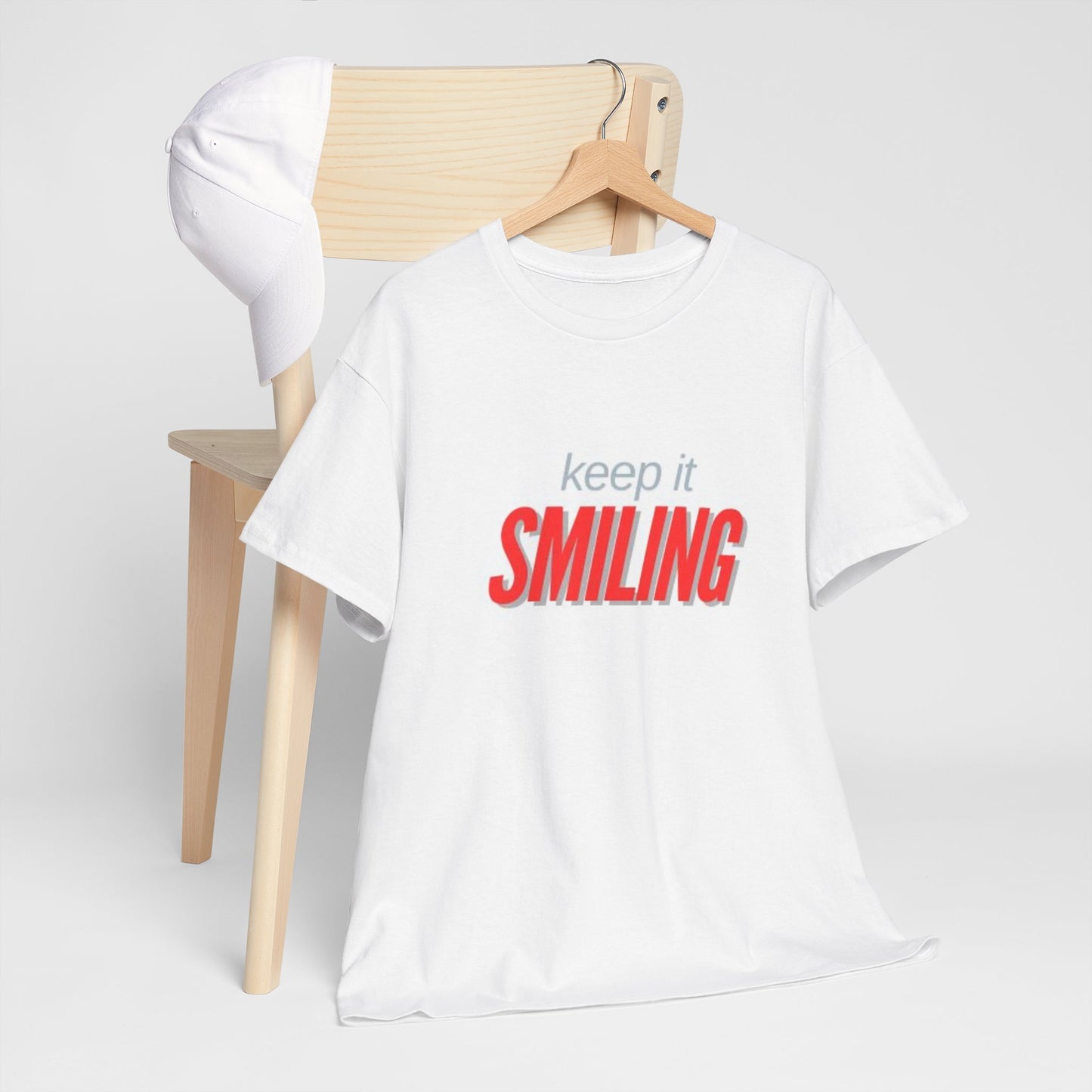 Keep It Smiling Unisex Heavy Cotton Tee - Positive Vibes T-Shirt (RED)