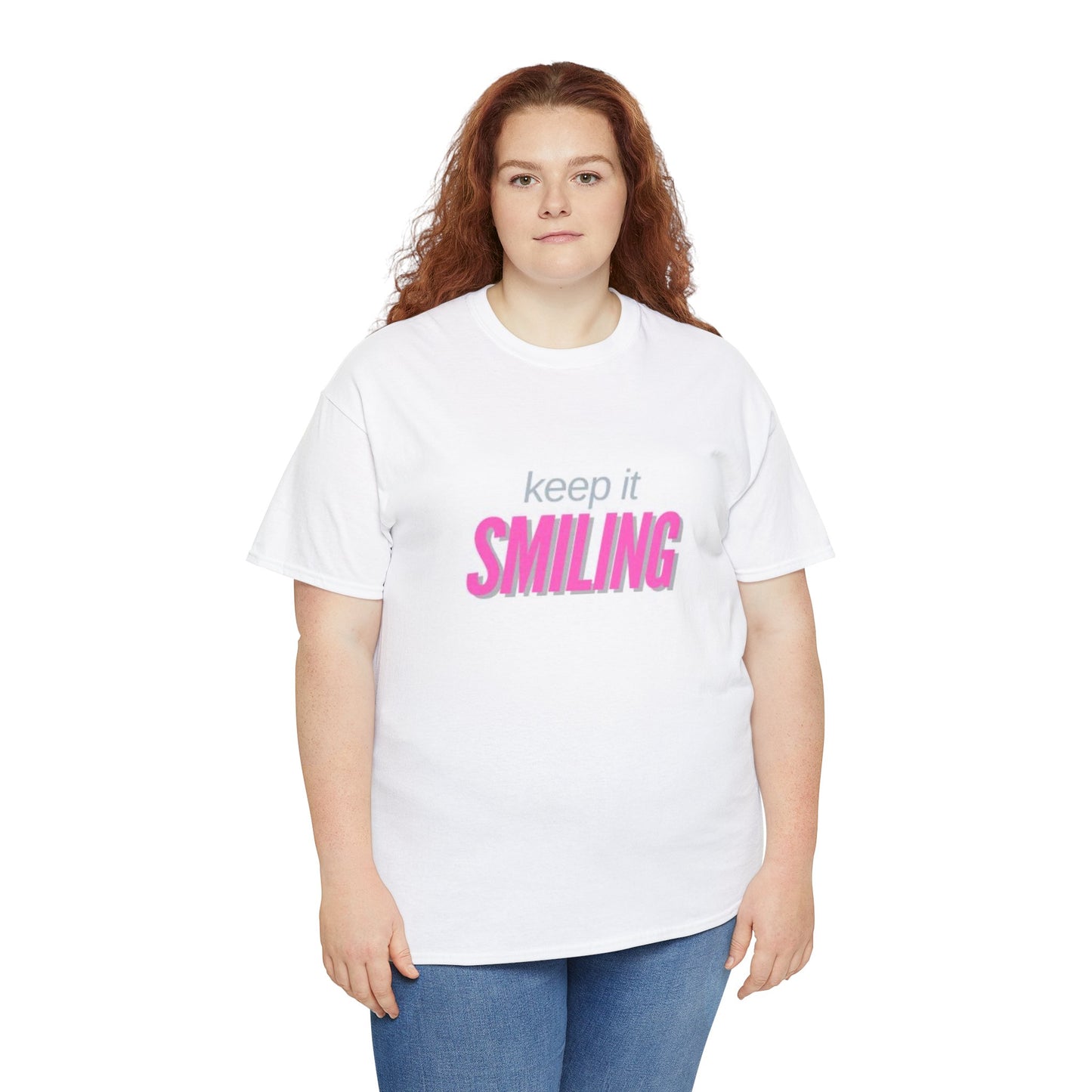 Keep It Smiling Unisex Heavy Cotton Tee - Positive Vibes T-Shirt (PINK)