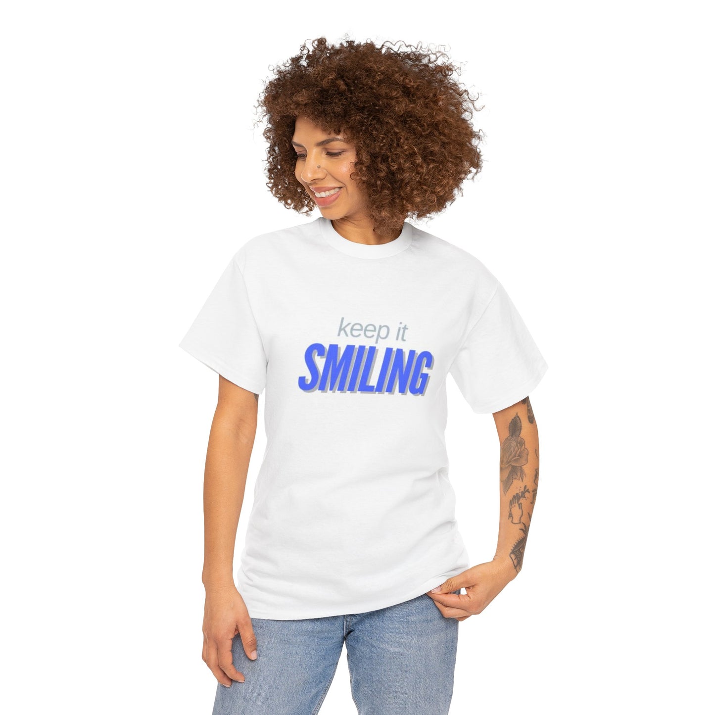 Keep It Smiling Unisex Heavy Cotton Tee - Positive Vibes T-Shirt (ROYAL)