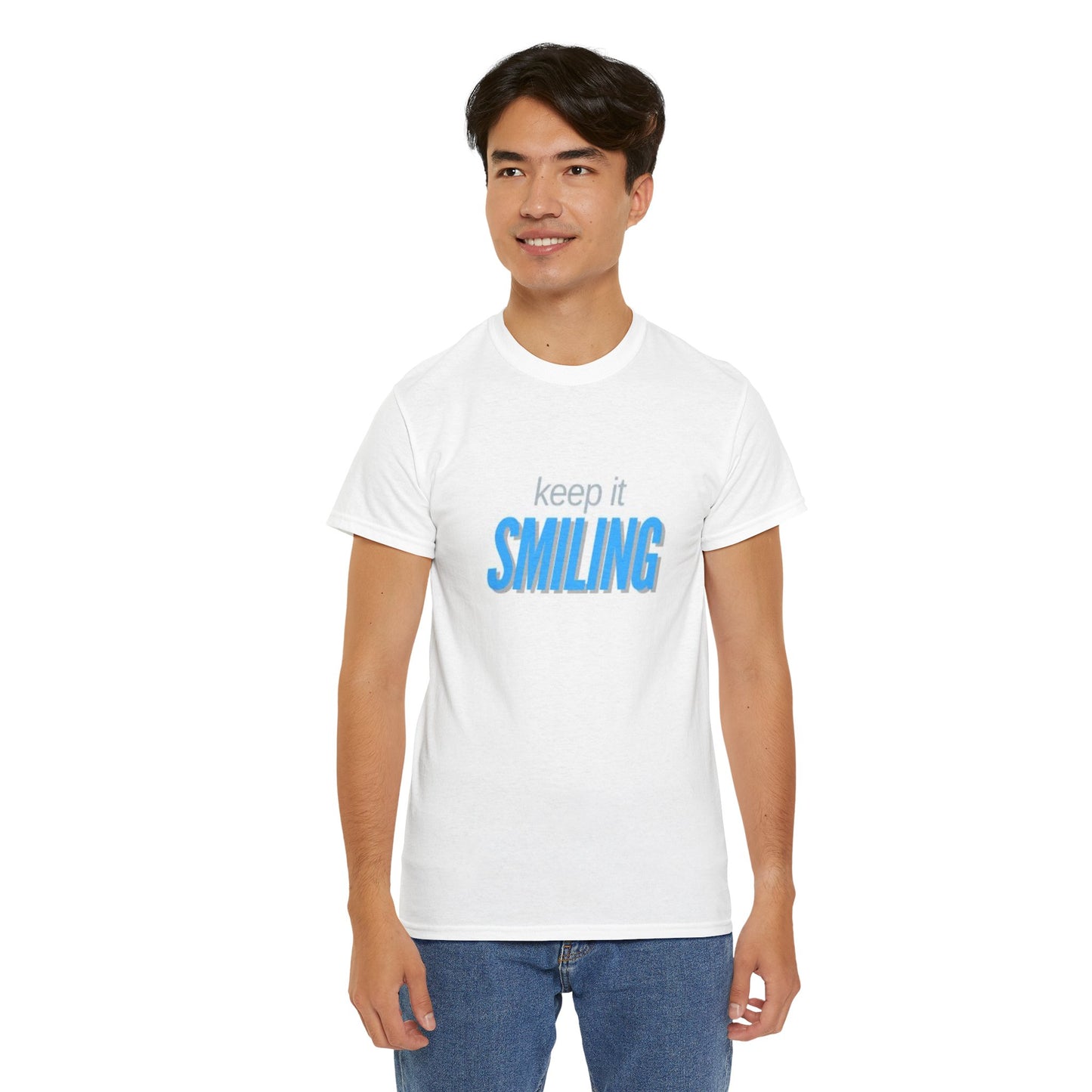 Keep It Smiling Unisex Heavy Cotton Tee - Positive Vibes T-Shirt (LIGHT BLUE)