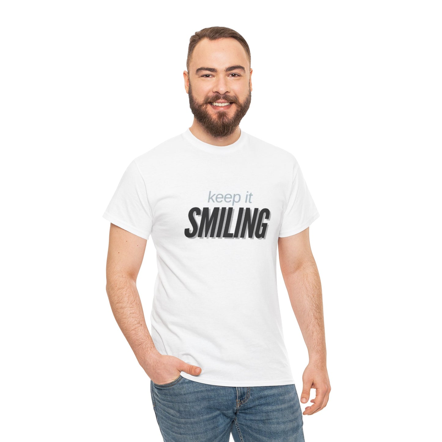 Keep It Smiling Unisex Heavy Cotton Tee - Positive Vibes T-Shirt (BLACK)