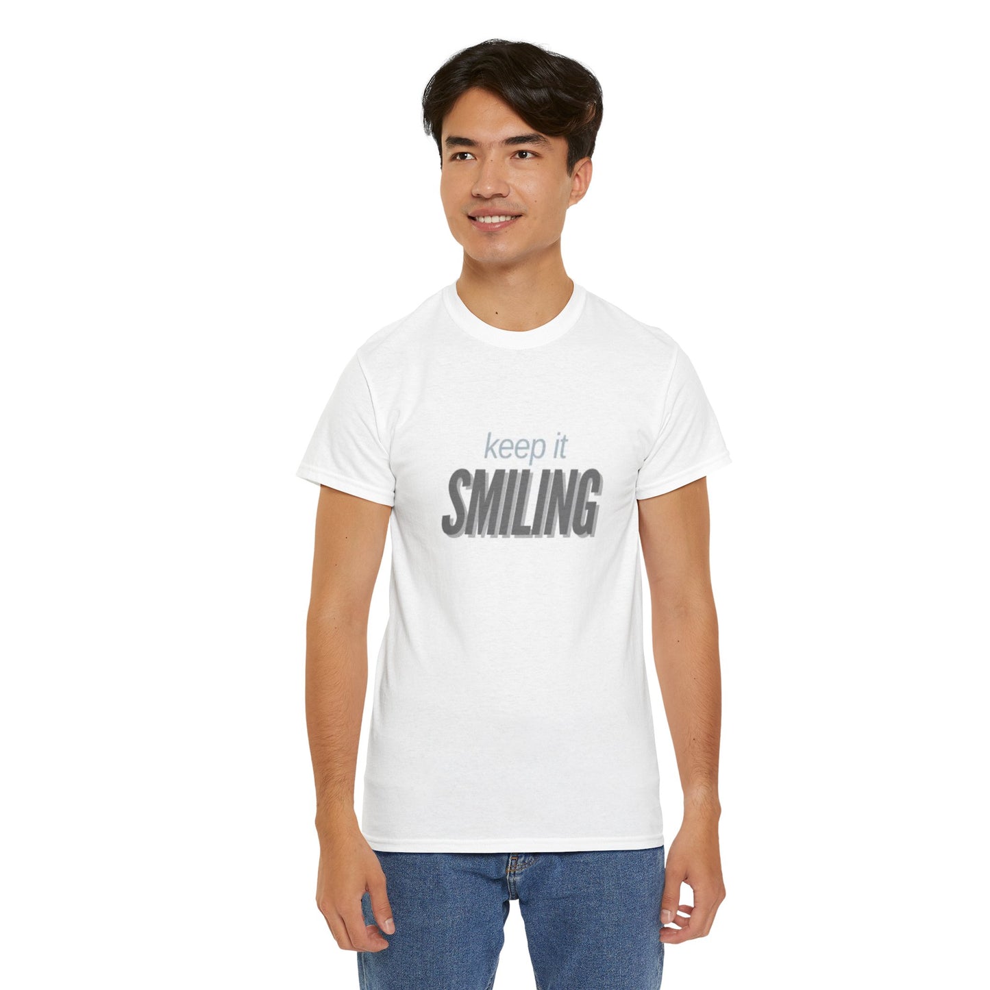 Keep It Smiling Unisex Heavy Cotton Tee - Positive Vibes T-Shirt (GREY)