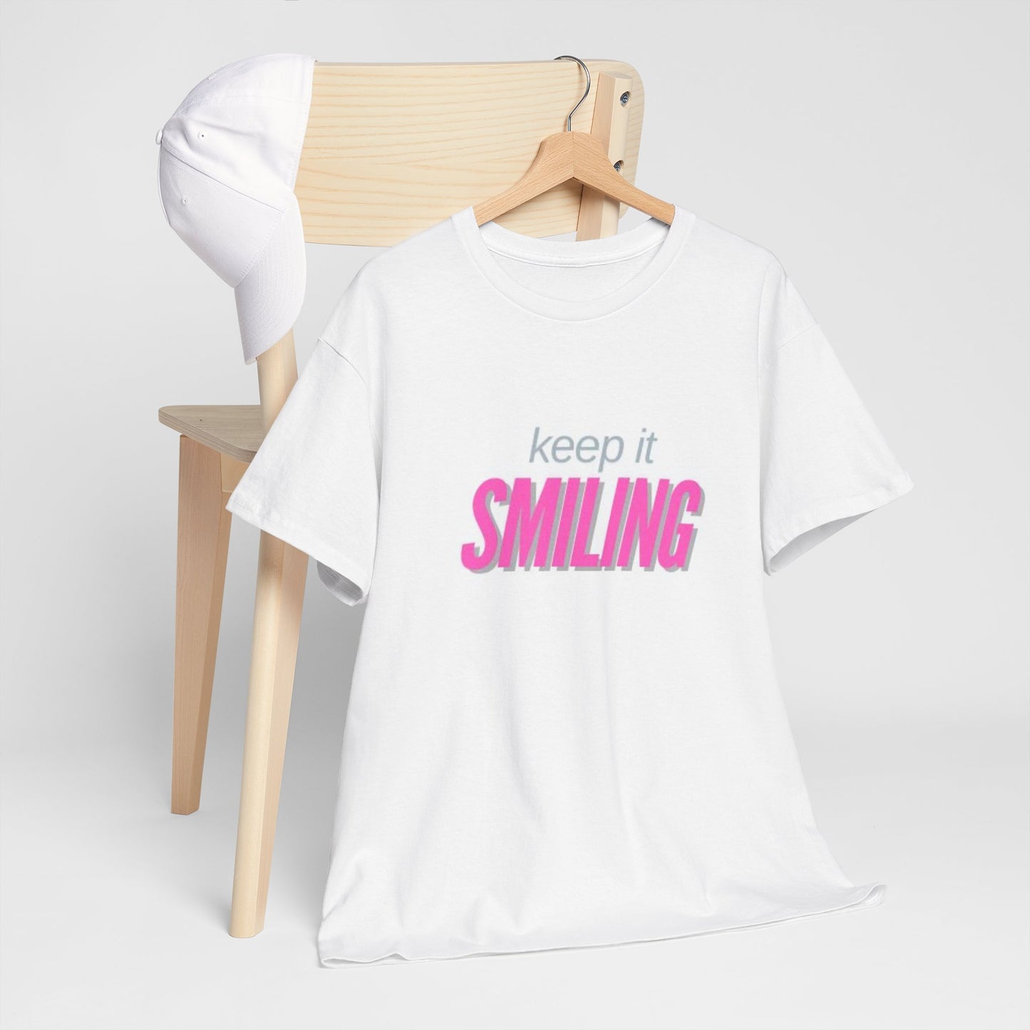 Keep It Smiling Unisex Heavy Cotton Tee - Positive Vibes T-Shirt (PINK)