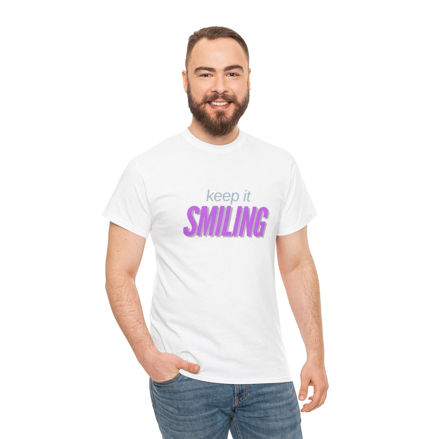 Keep It Smiling Unisex Heavy Cotton Tee - Positive Vibes T-Shirt (MAGENTA)