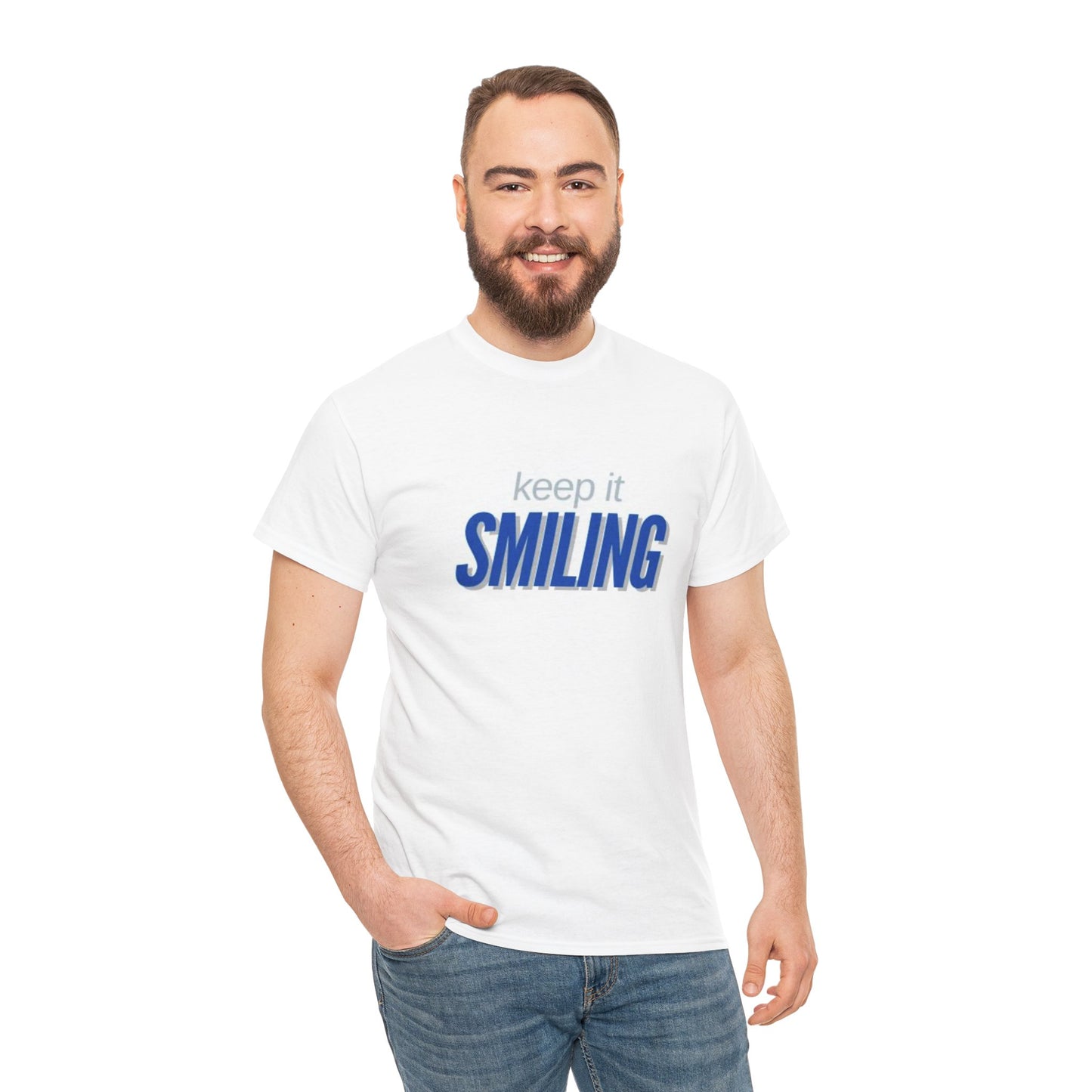 Keep It Smiling Unisex Heavy Cotton Tee - Positive Vibes T-Shirt (COBALT)