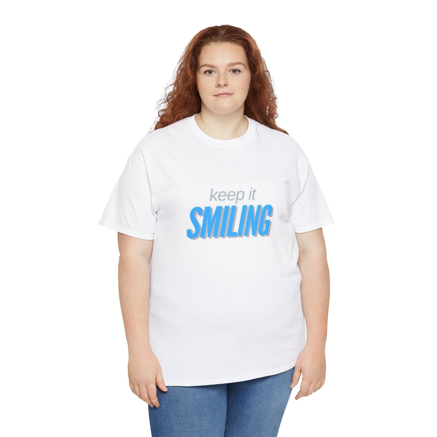 Keep It Smiling Unisex Heavy Cotton Tee - Positive Vibes T-Shirt (LIGHT BLUE)