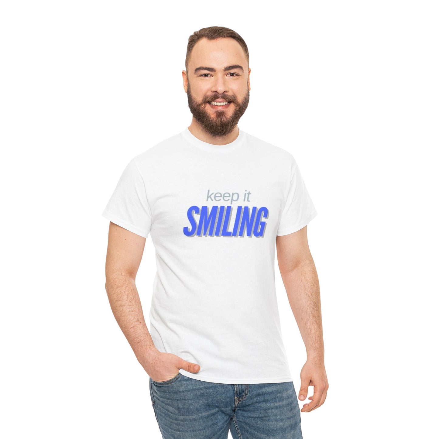 Keep It Smiling Unisex Heavy Cotton Tee - Positive Vibes T-Shirt (ROYAL)