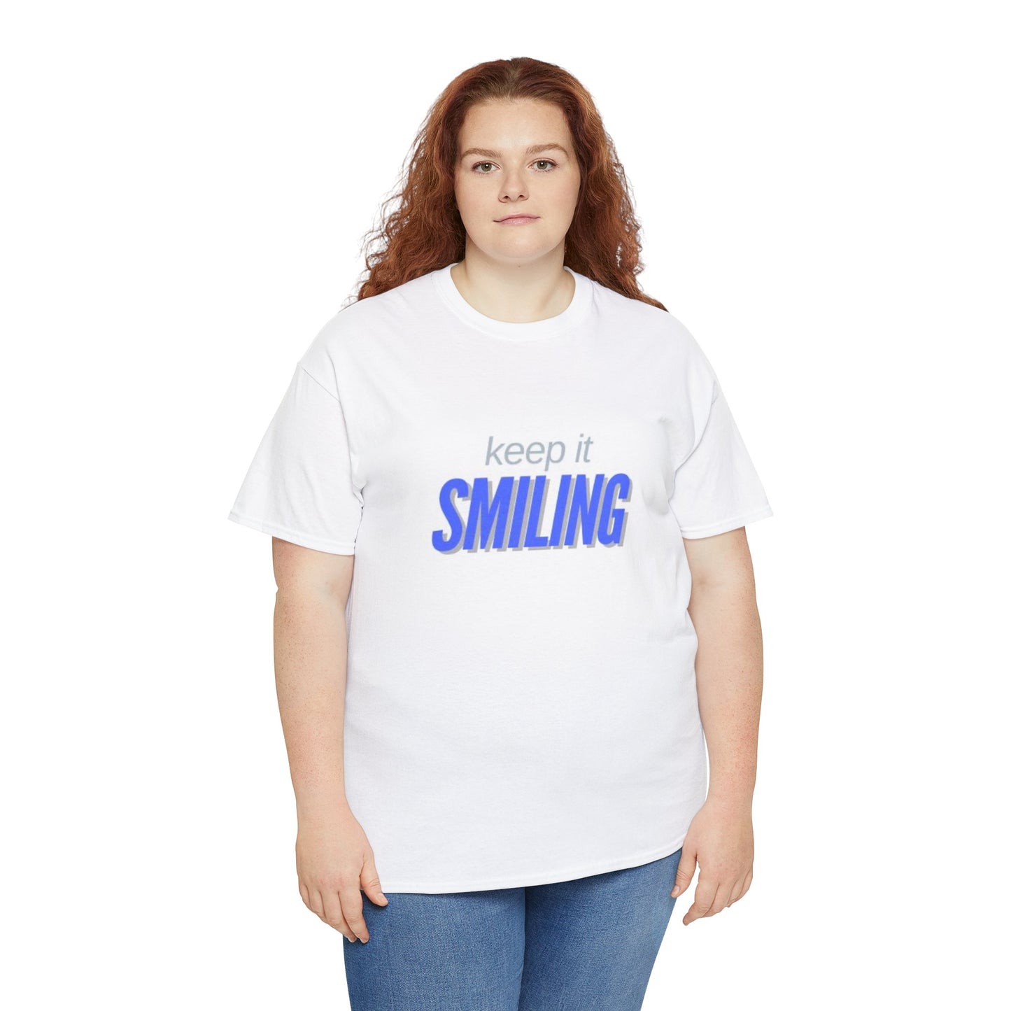 Keep It Smiling Unisex Heavy Cotton Tee - Positive Vibes T-Shirt (ROYAL)