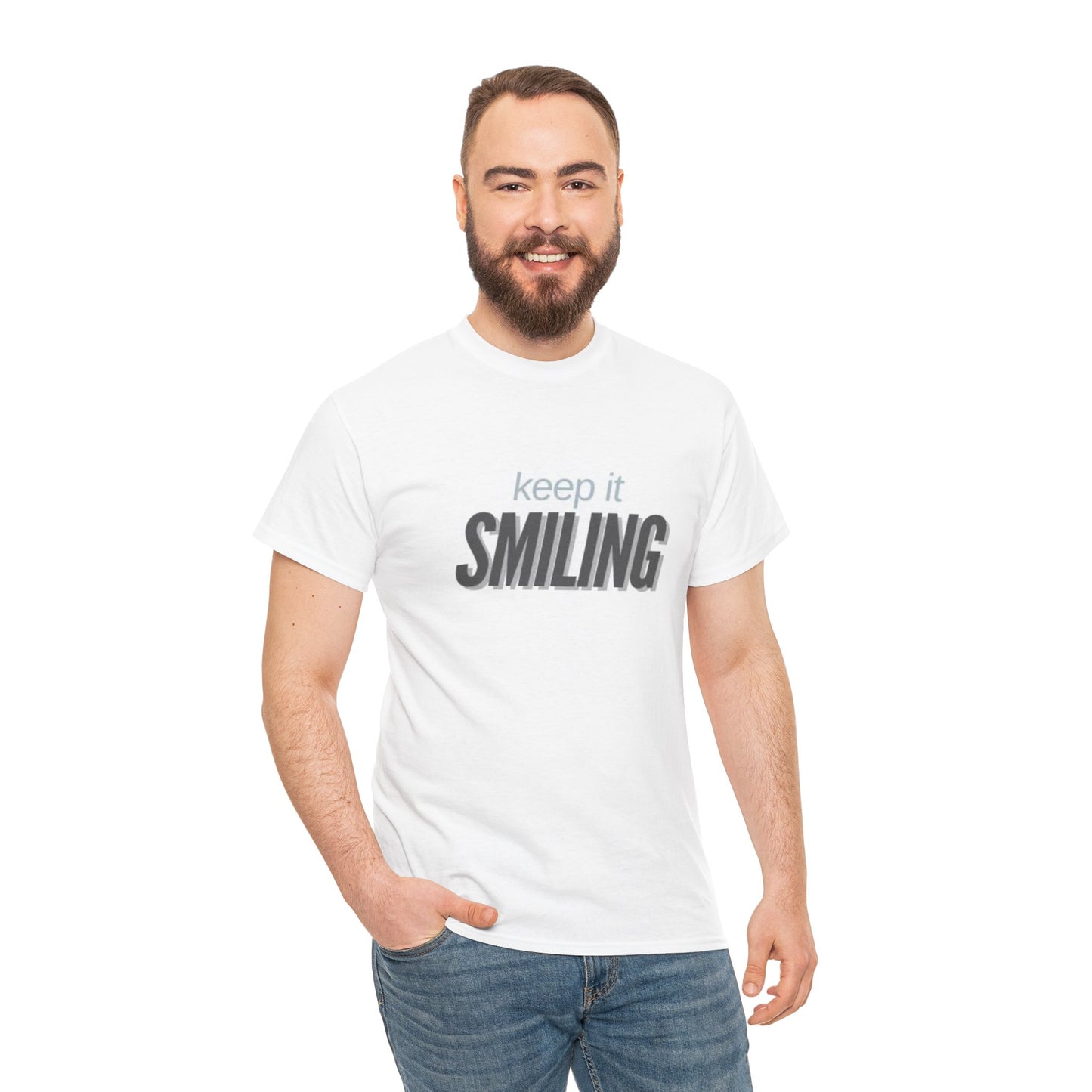 Keep It Smiling Unisex Heavy Cotton Tee - Positive Vibes T-Shirt (DARK GREY)