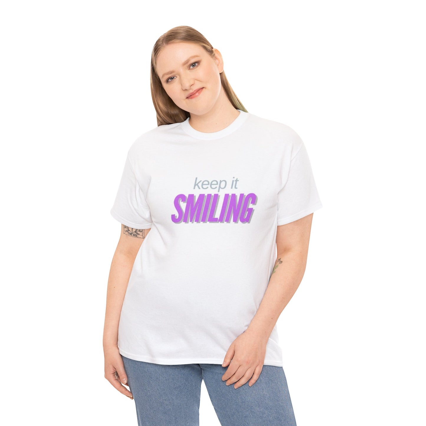 Keep It Smiling Unisex Heavy Cotton Tee - Positive Vibes T-Shirt (MAGENTA)