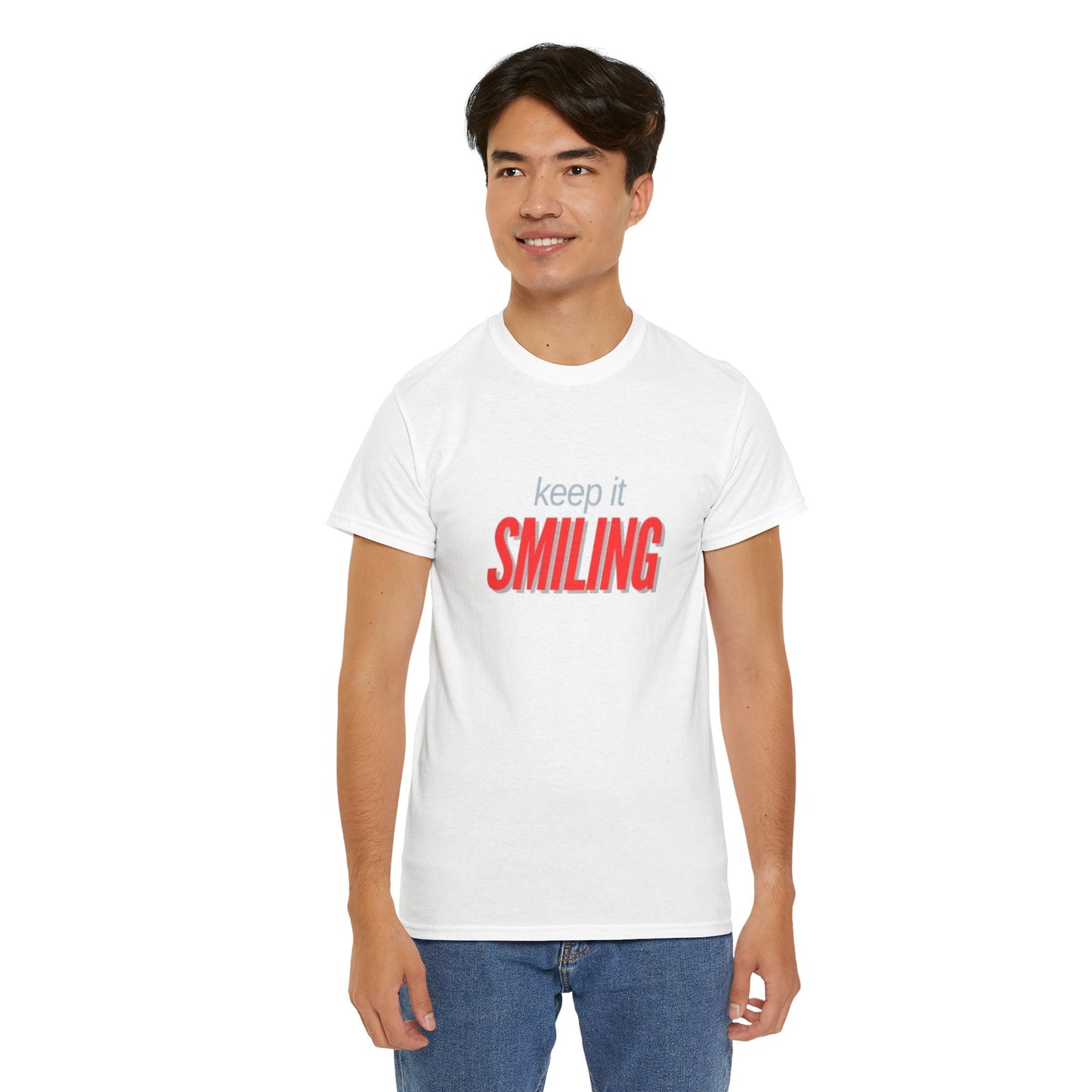 Keep It Smiling Unisex Heavy Cotton Tee - Positive Vibes T-Shirt (RED)