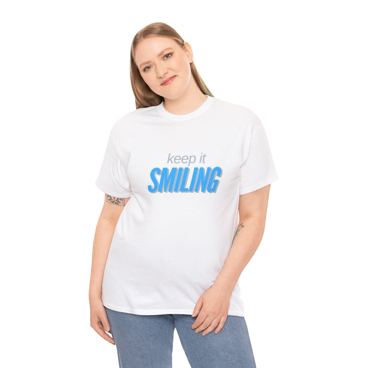 Keep It Smiling Unisex Heavy Cotton Tee - Positive Vibes T-Shirt (LIGHT BLUE)